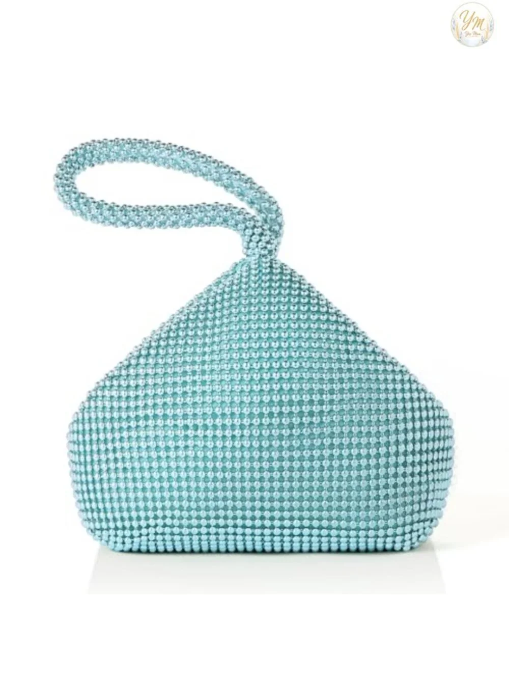 Beaded Satin Triangle Clutch Evening Bag Wristlet Purse
